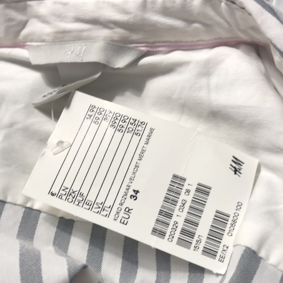 H&M Gray and White Striped Button Up Shirt New With Tag - Picture 6 of 6